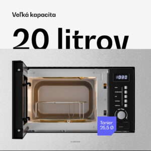 Klarstein Verosteel vstavaná mikrovlnná rúra s grilom | 800 W gril | 700 W mikrovlnná rúra | 60 cm