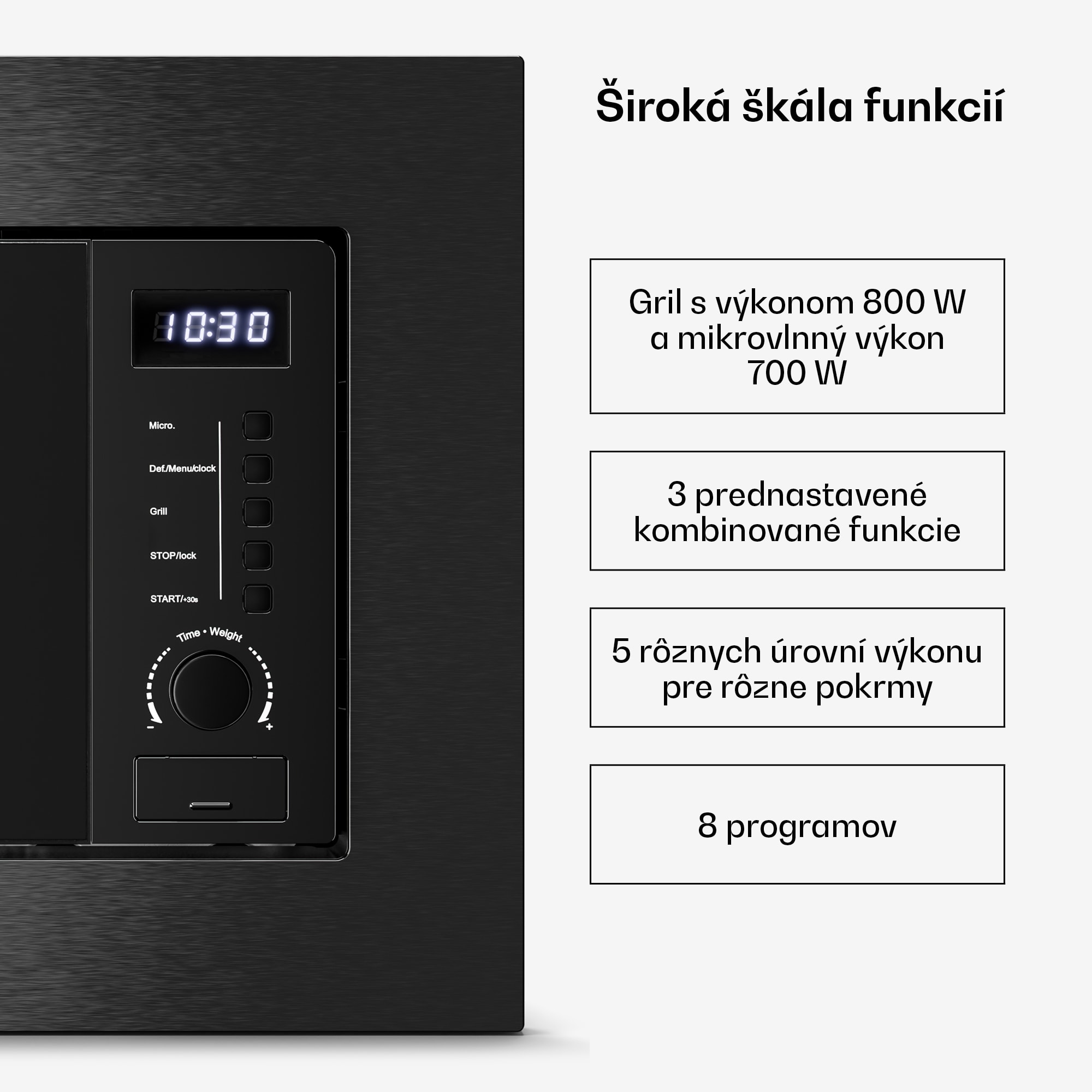 Klarstein Verosteel vstavaná mikrovlnná rúra s grilom | 800 W gril | 700 W mikrovlnná rúra | 60 cm – Obrázok 2
