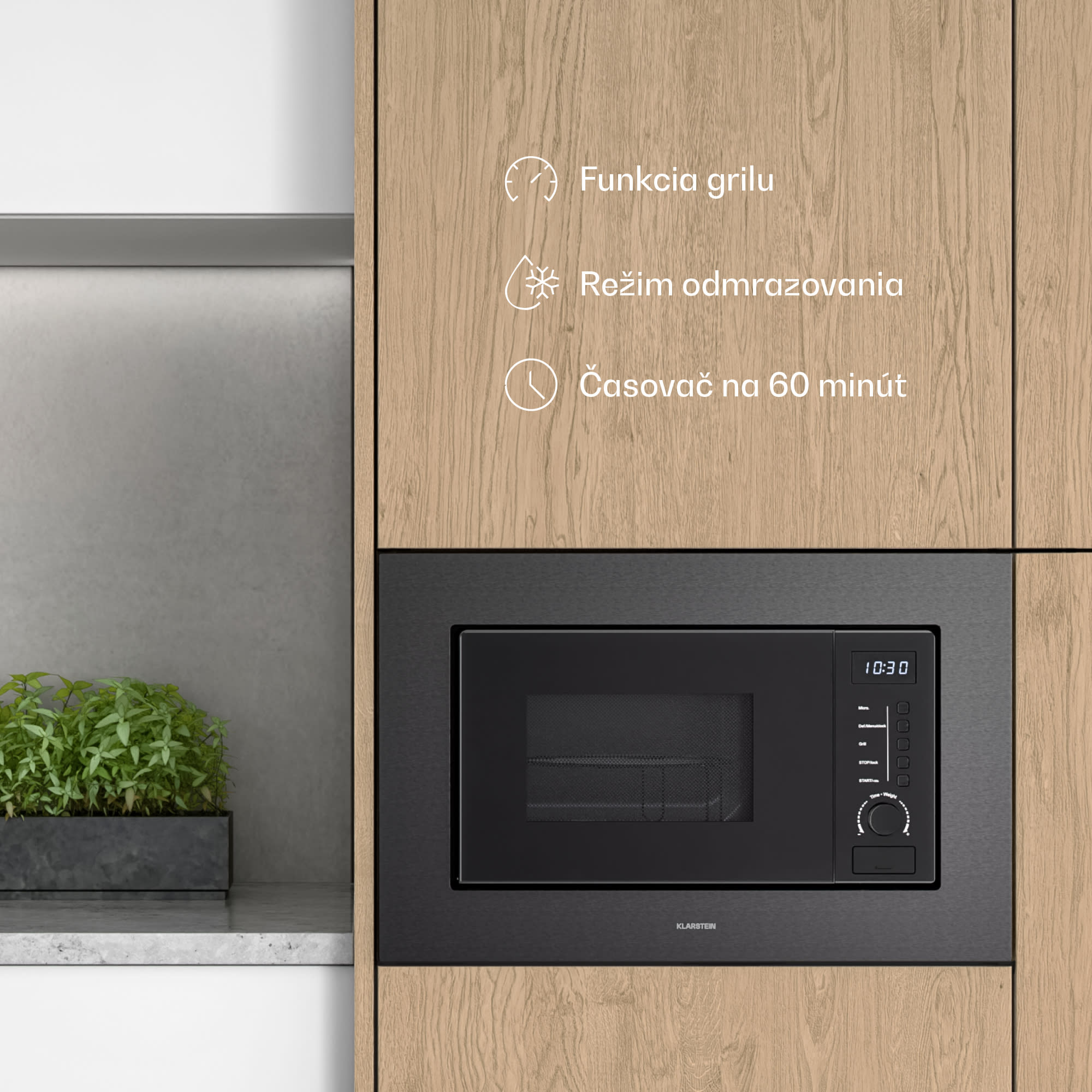 Klarstein Verosteel vstavaná mikrovlnná rúra s grilom | 800 W gril | 700 W mikrovlnná rúra | 60 cm – Obrázok 3