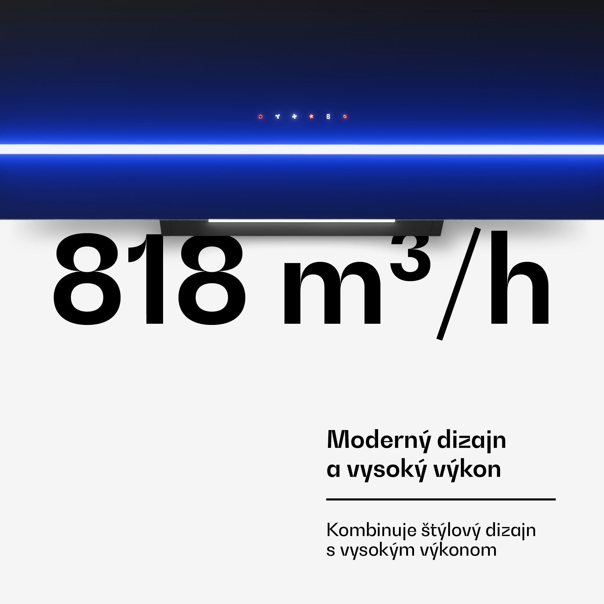 Klarstein Illuminosa šikmý digestor | Režim odsávania a recirkulácie | Minimalistický | 818 m³/h | 90 cm