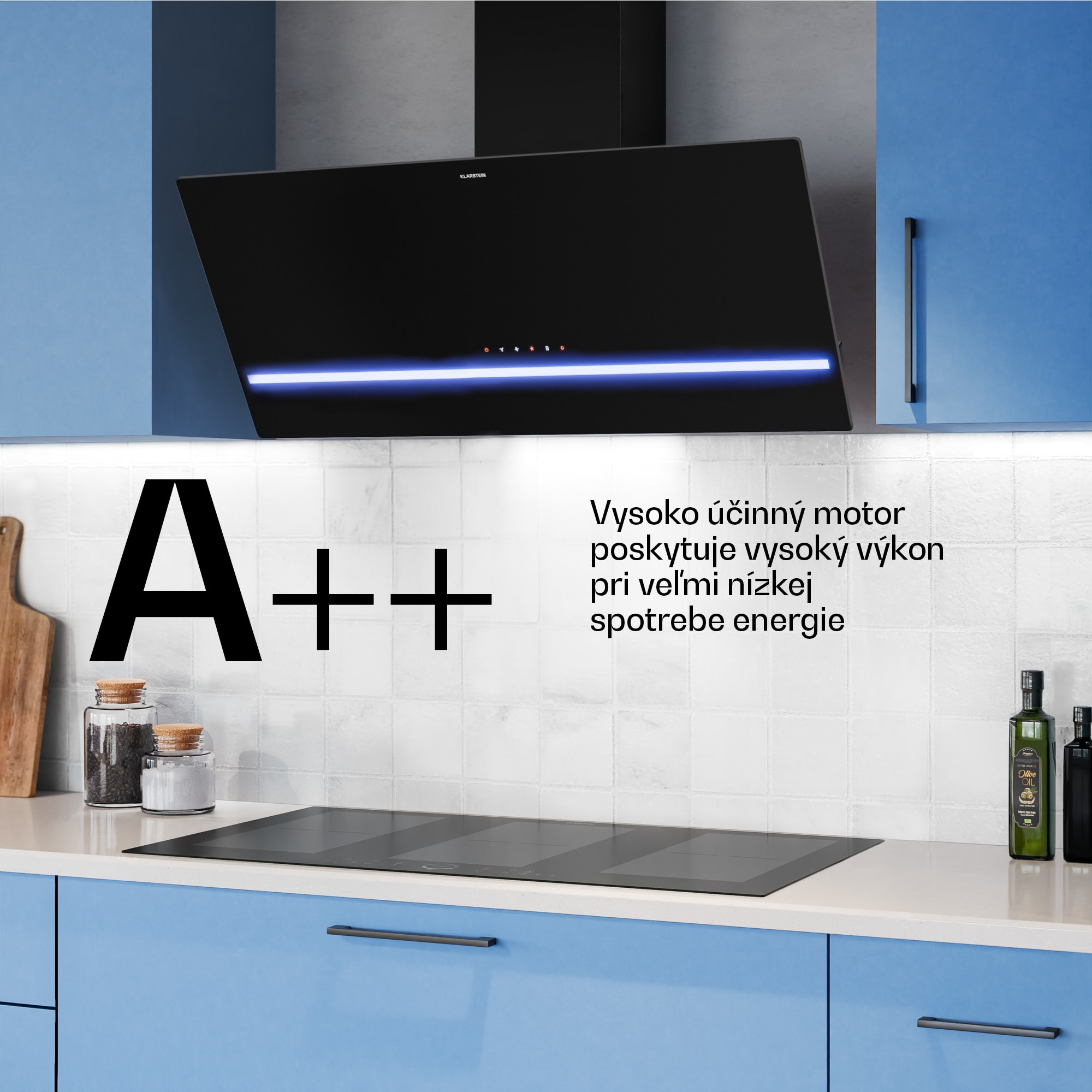 Klarstein Illuminosa šikmý digestor | Režim odsávania a recirkulácie | Minimalistický | 818 m³/h | 90 cm – Obrázok 2