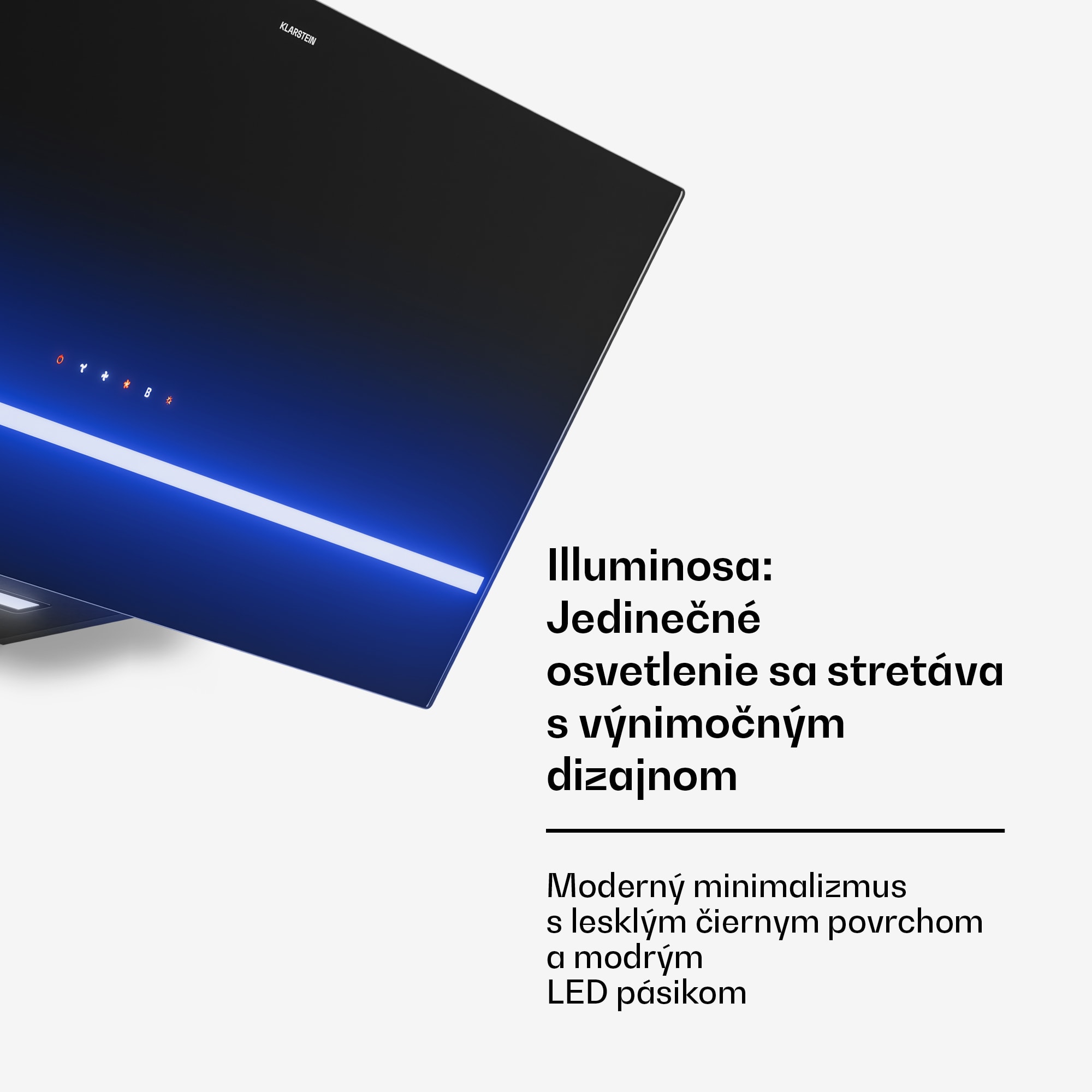 Klarstein Illuminosa šikmý digestor | Režim odsávania a recirkulácie | Minimalistický | 818 m³/h | 90 cm – Obrázok 3