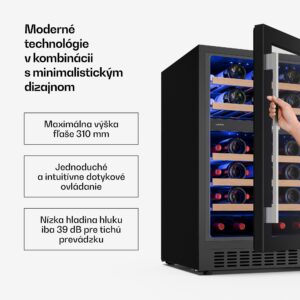 Klarstein Illuminosa podpultová chladnička na víno | Dvojzónová | 129 litrov | 46 fliaš | 60 cm