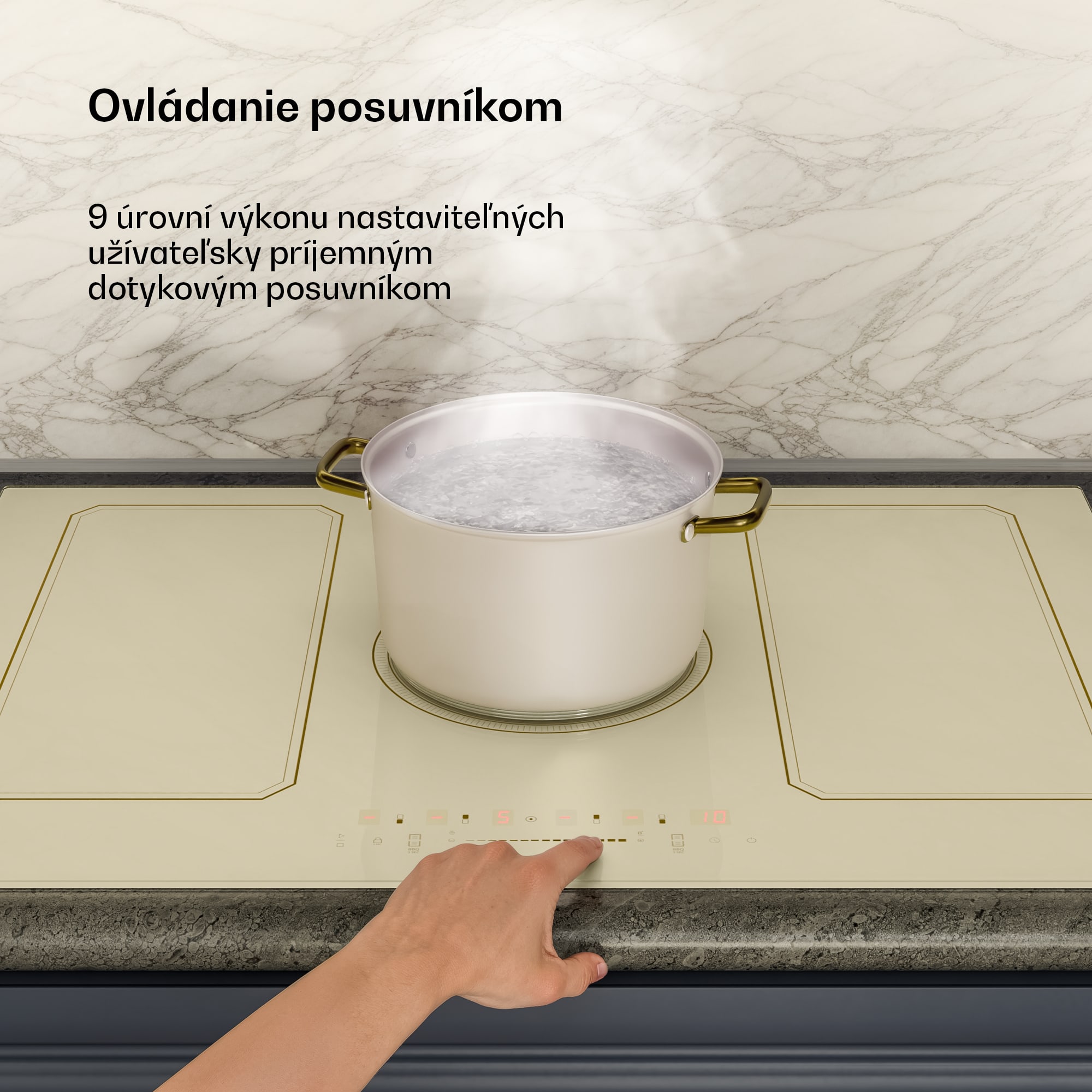 Klarstein Victoria indukčná varná doska | 5 varných zón | retro estetika | 11500 W | 77 cm – Obrázok 2