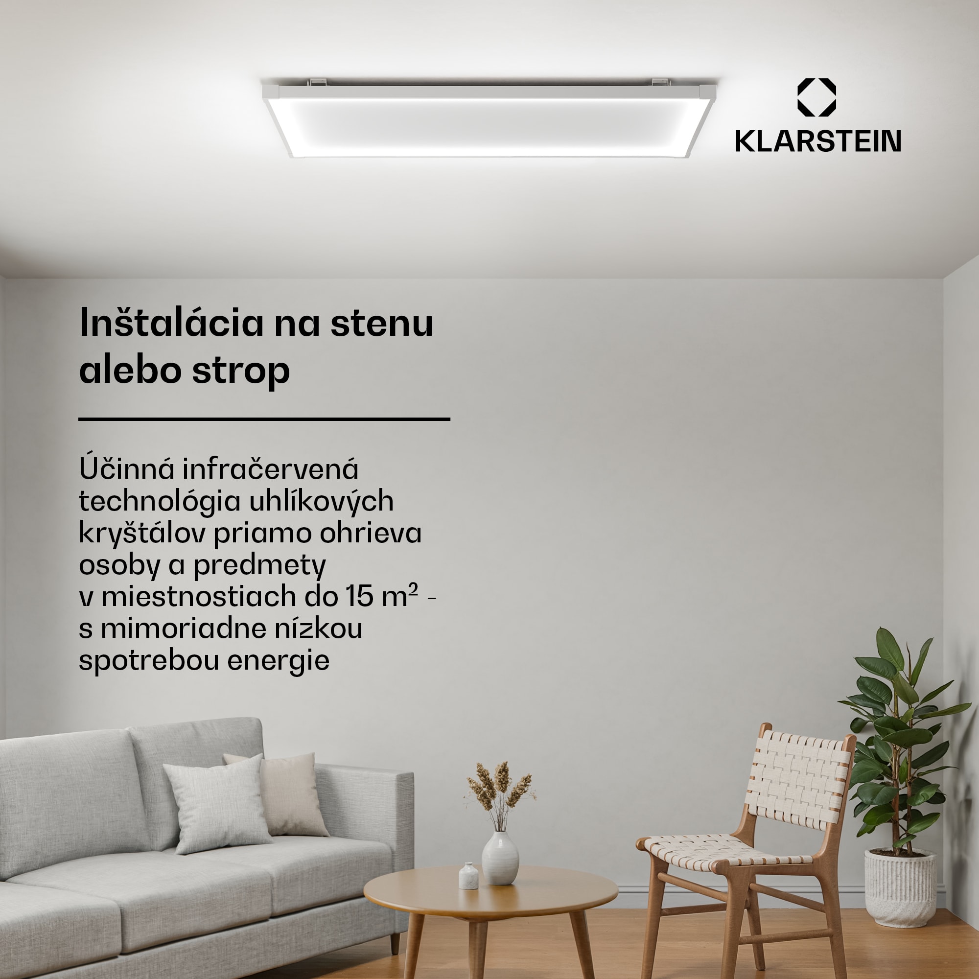 Klarstein Wondersky infračervený panel | 770 W | 4 - 8 m² | Minimalistický dizajn | 120 cm x 60 cm – Obrázok 2