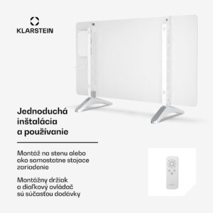 Klarstein Wonderglass infračervený panel | 480 W | 7 - 14 m² | Moderný sklenený dizajn | 90 cm x 58 cm