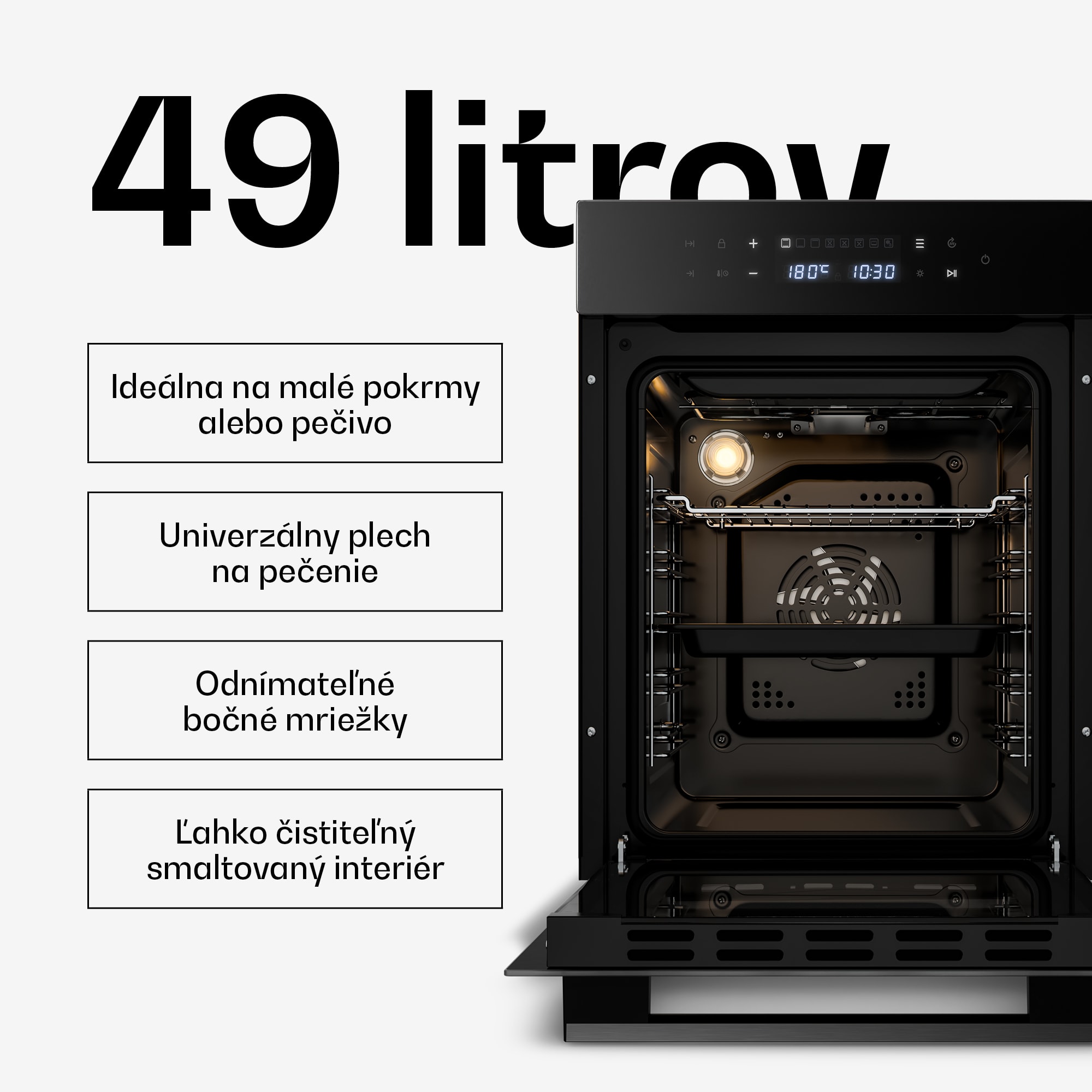 Klarstein Velaire vstavaná rúra | 49 l | energetická trieda A | 2350 W | čierna | 45 cm – Obrázok 3