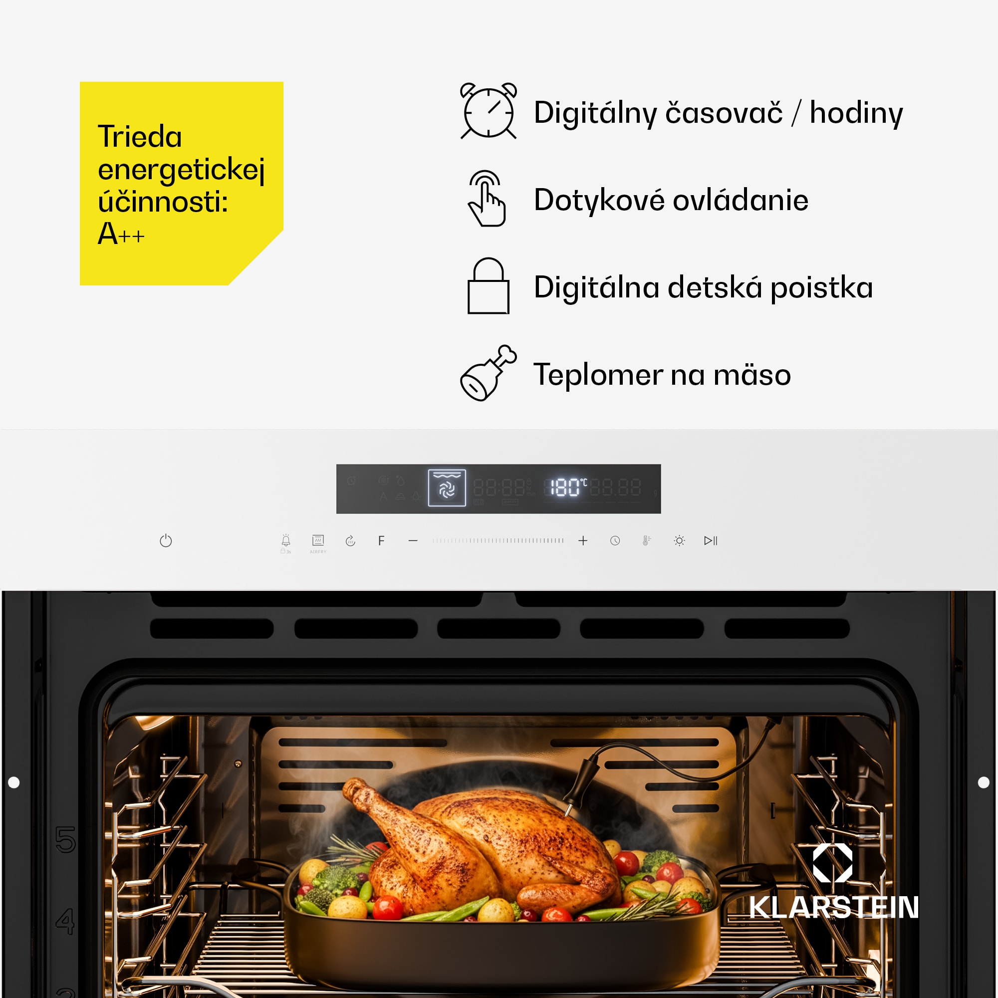 Klarstein Airjet rúra | Elektrická rúra s funkciou fritézy | 2900 W | 72 l | 60 cm