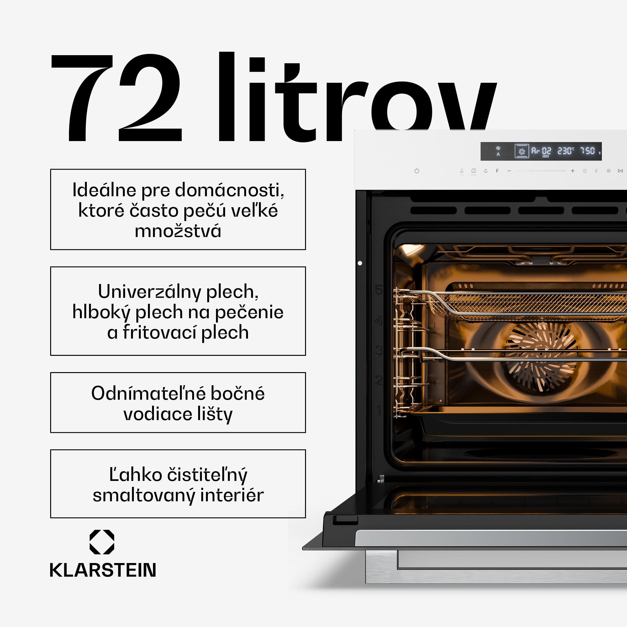 Klarstein Airjet rúra | Elektrická rúra s funkciou fritézy | 2900 W | 72 l | 60 cm – Obrázok 2
