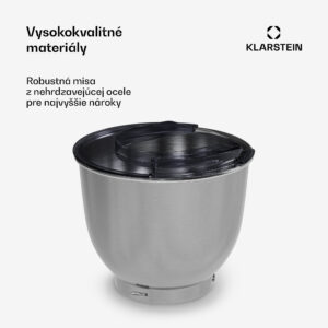 Klarstein Bella Evo/Bella Pico misa na miešanie | nehrdzavejúca oceľ | 5 litrov | 0,6 kg cesta | vhodná do umývačky riadu
