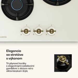 Klarstein Victoria plynová varná doska | 3 hliníkové horáky | kompatibilné so zemným plynom a LPG | 6050 W | 45 cm