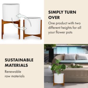 NA Gendt + Zeist, sada kvetináča s stojanom, veľkosti XL, vláknitý kameň, akáciové drevo