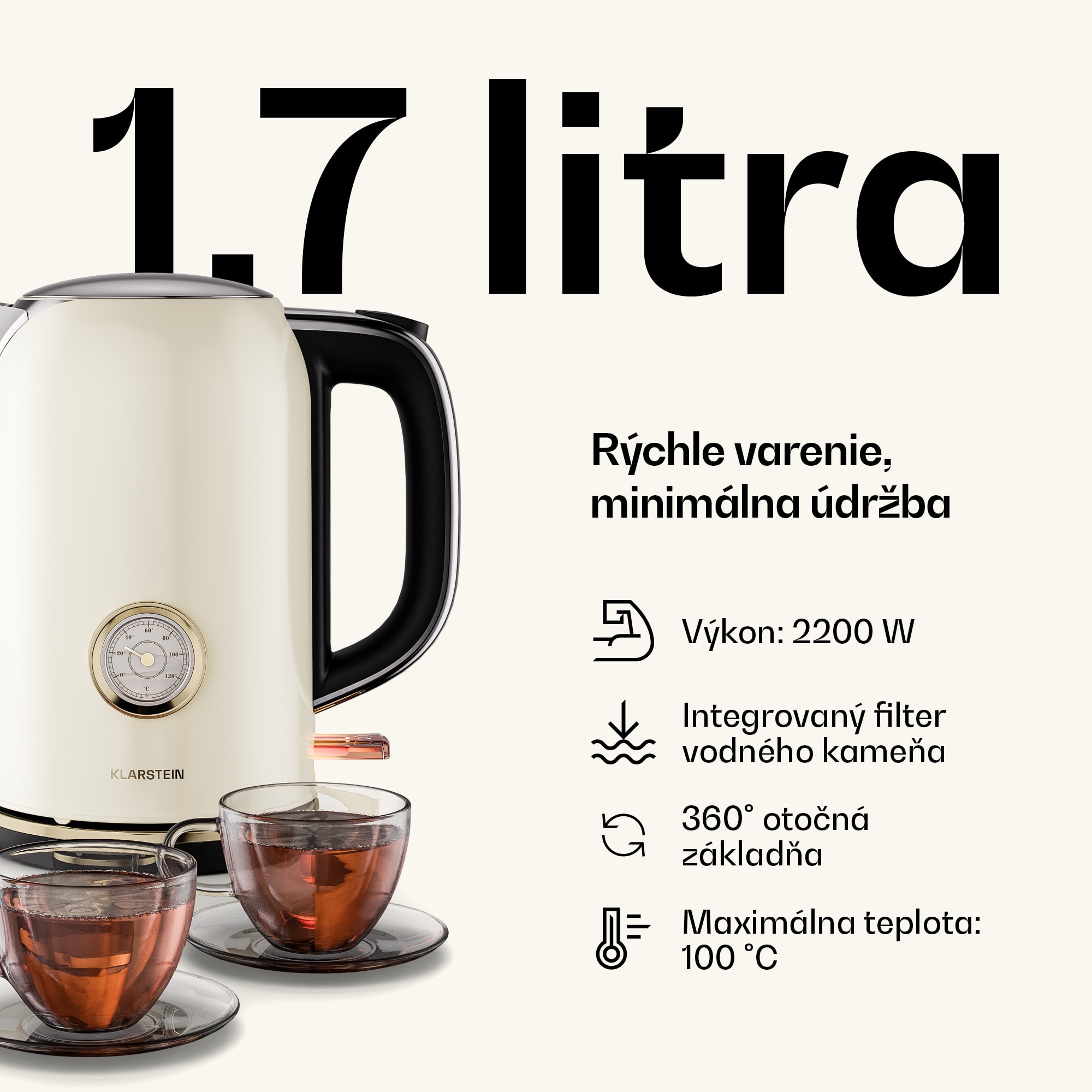 Klarstein Victoria základná raňajková súprava | 2-štrbinový hriankovač a kanvica – Obrázok 2