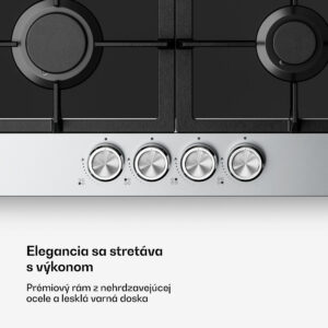 Klarstein Verosteel plynová varná doska + Verosteel komínový digestor | nehrdzavejúca oceľ | 60 cm