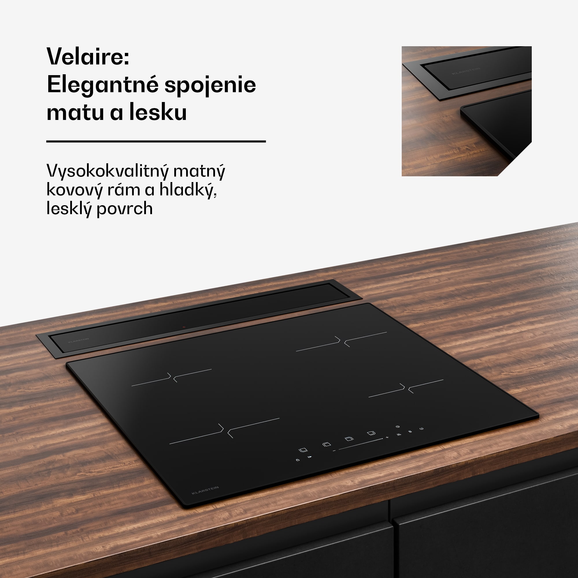Klarstein Velaire indukčná varná doska + Velaire digestor | Minimalistický | 60 cm – Obrázok 3