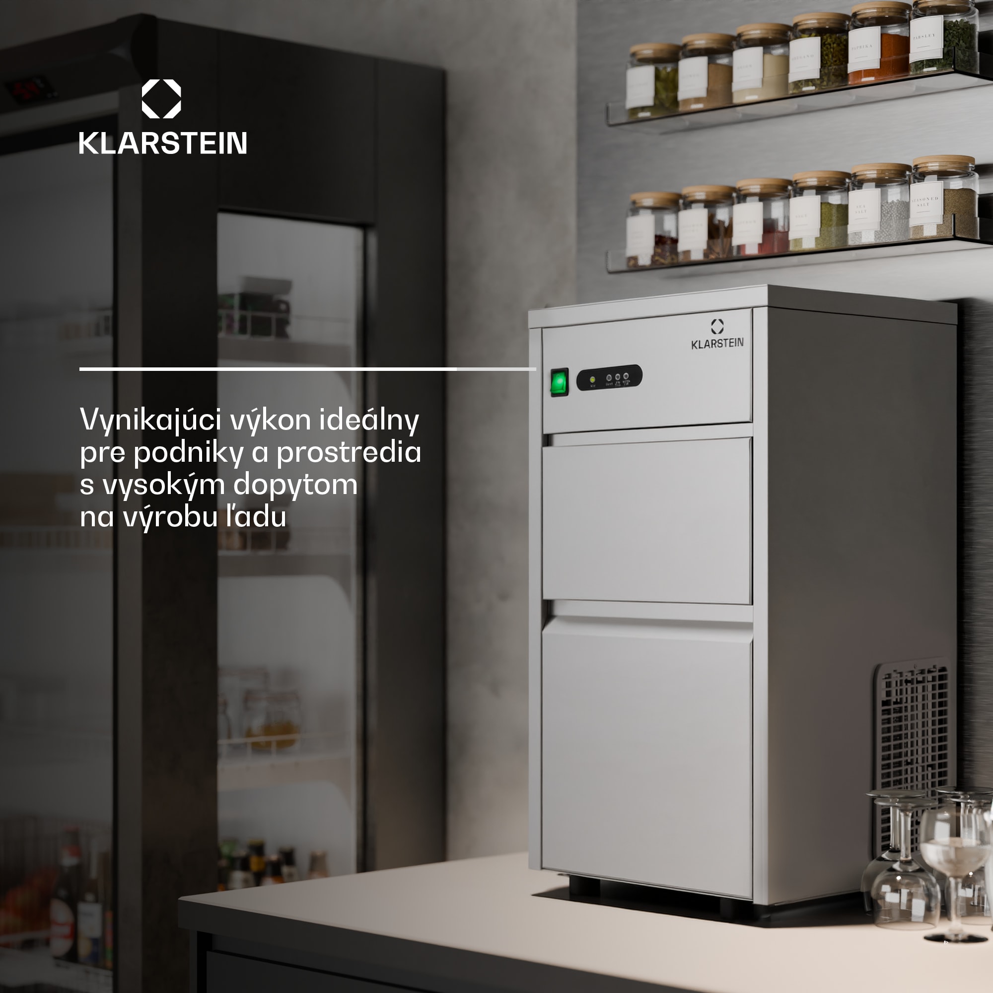 Klarstein Powericer XL, výrobník ľadu, priemyselné zariadenie na výrobu kociek ľadu, 145 W