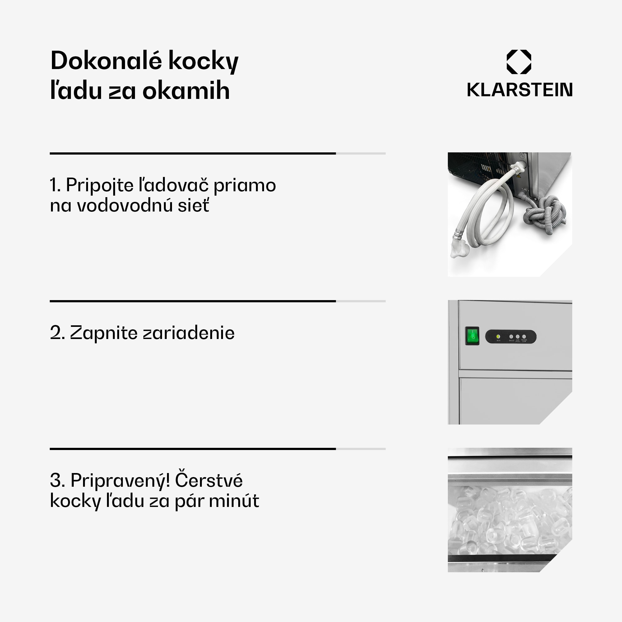 Klarstein Powericer XL, výrobník ľadu, priemyselné zariadenie na výrobu kociek ľadu, 145 W – Obrázok 2