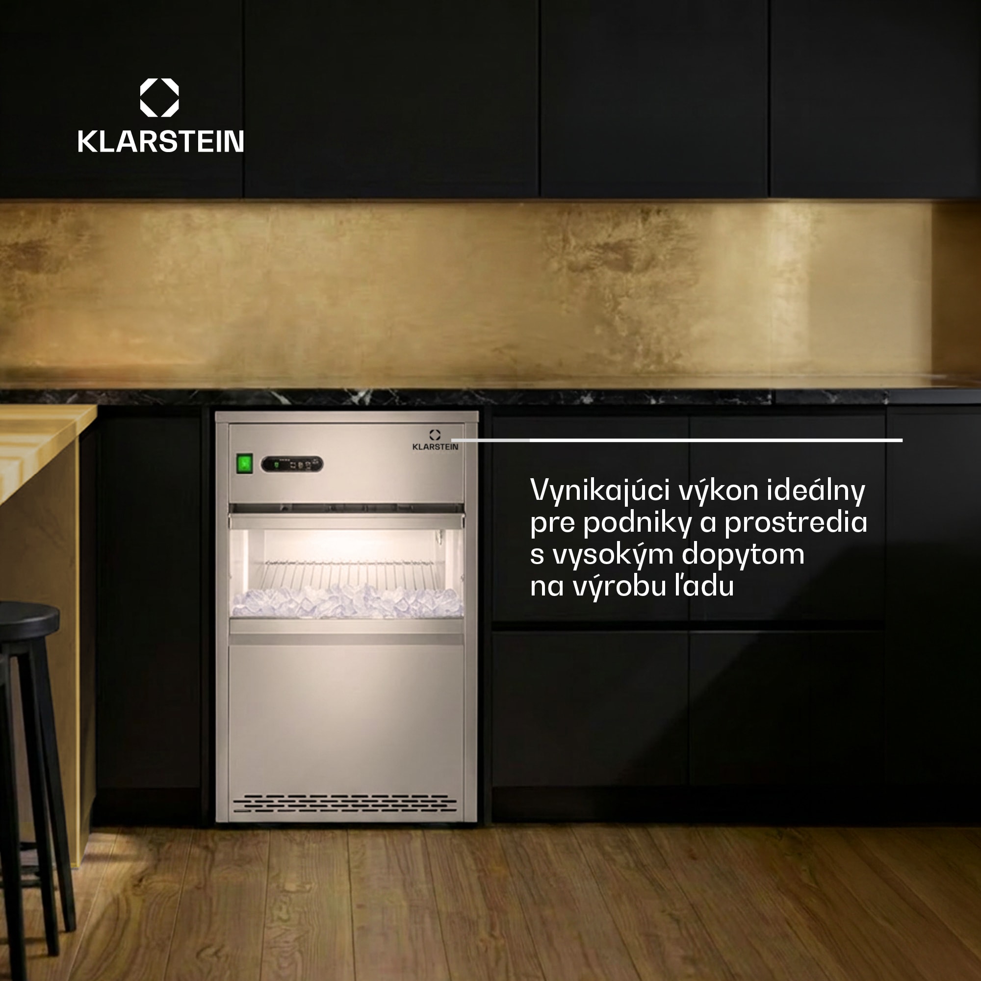 Klarstein Powericer XXL, výrobník ľadu, priemyselné zariadenie na výrobu kociek ľadu, 160 W
