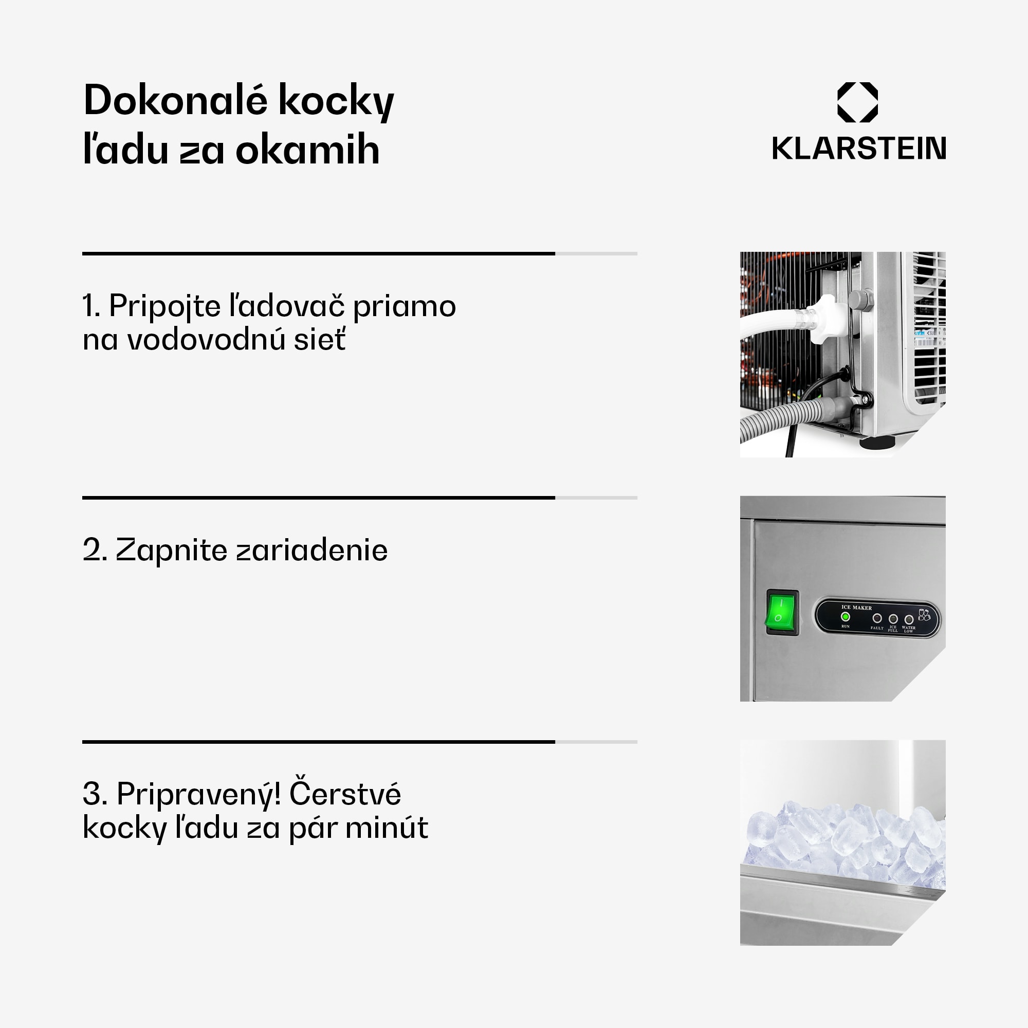 Klarstein Powericer XXL, výrobník ľadu, priemyselné zariadenie na výrobu kociek ľadu, 160 W – Obrázok 2