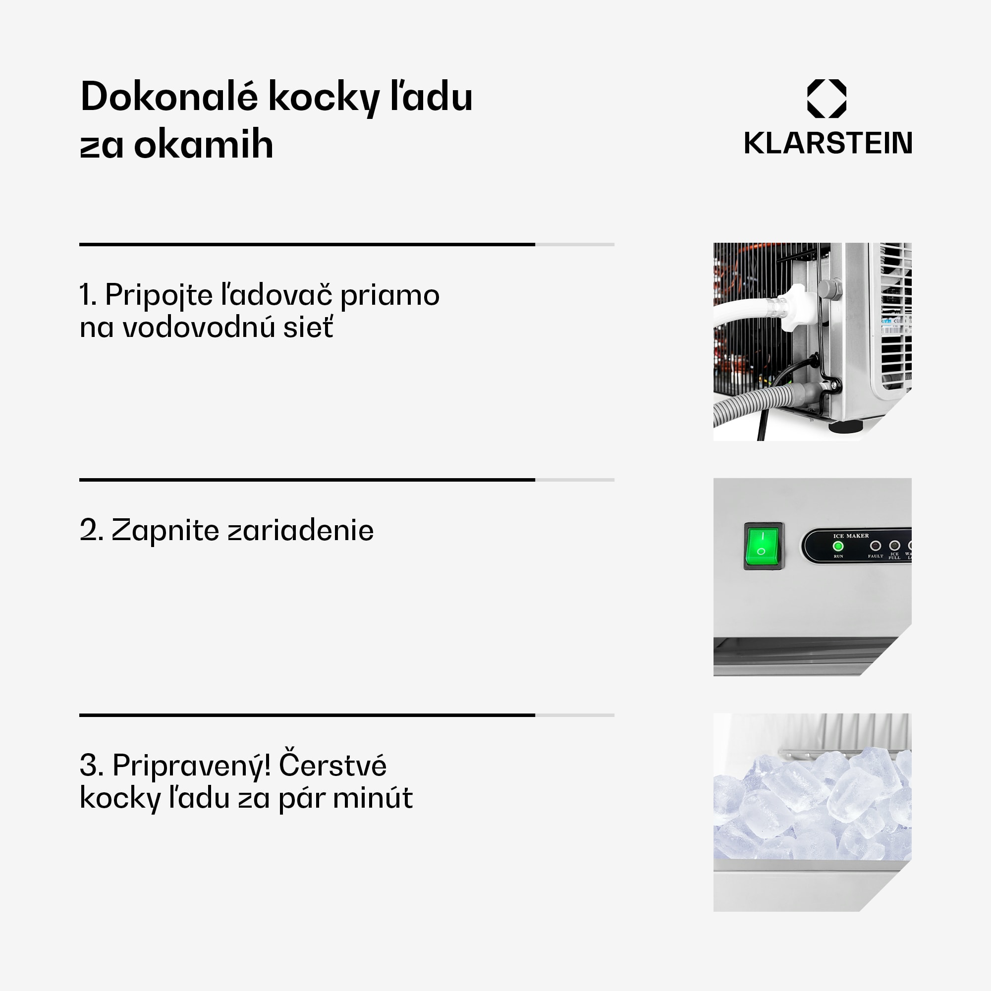 Klarstein Powericer XXXL, výrobník ľadu, priemyselné zariadenie na výrobu kociek ľadu, 260 W – Obrázok 2