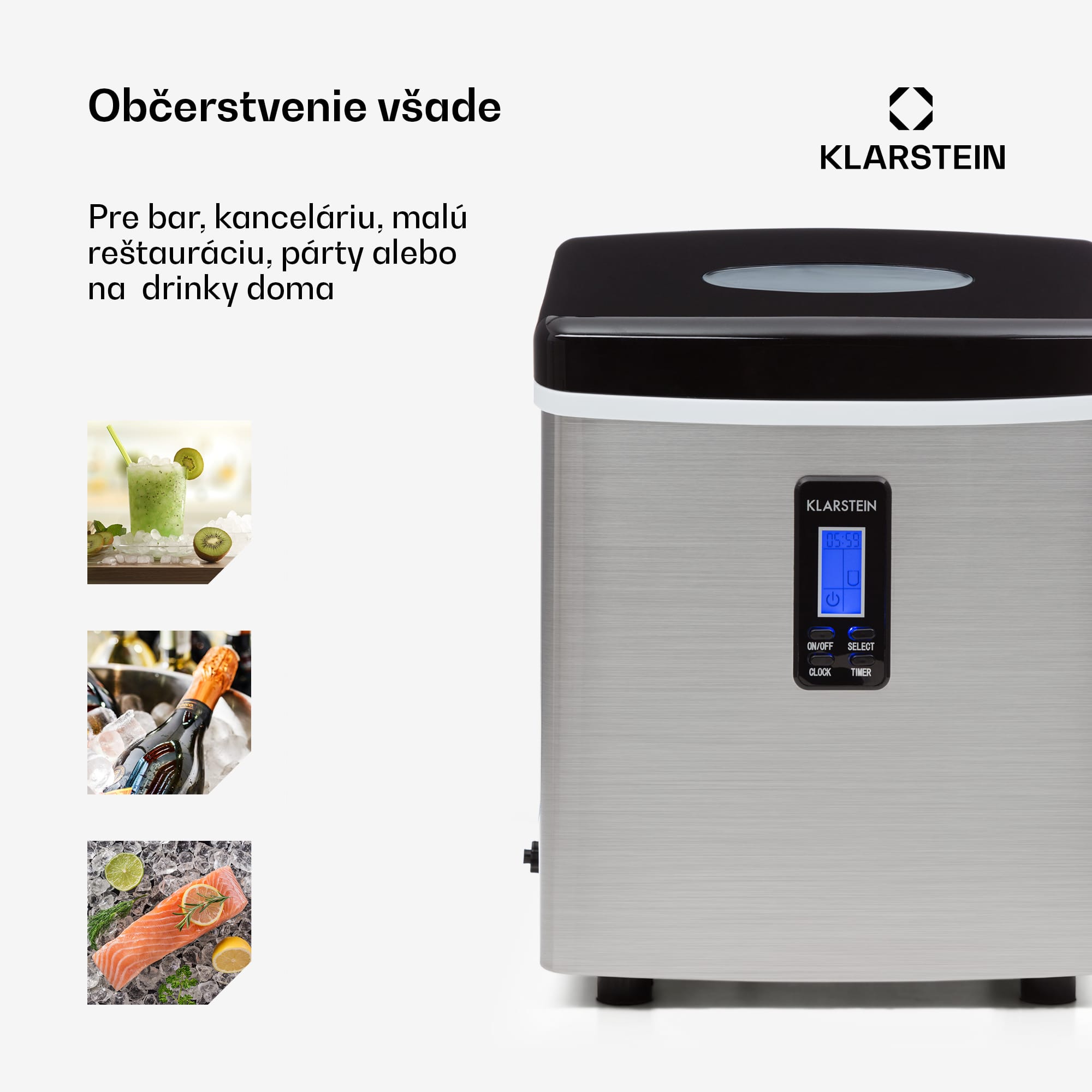 Klarstein Mr. Black-Frost, výrobník ľadu, 150 W, stroj na výrobu ľadu