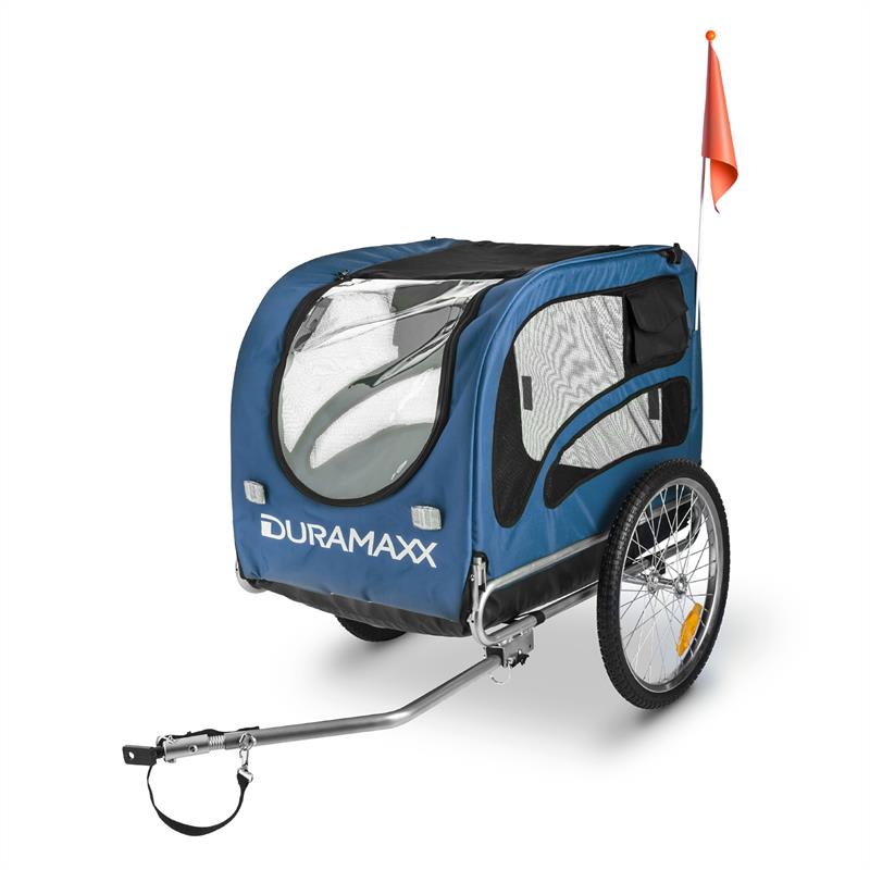 DURAMAXX King Rex, príves na bicykel pre psov, 250 l, 40 kg, oceľové rúry, modrý – Obrázok 2