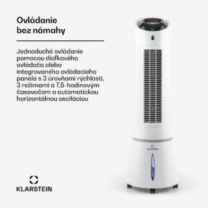 Klarstein Skyscraper Ice, 4 v 1 ochladzovač vzduchu, ventilátor, čistička vzduchu, zvlhčovač, 45 W, 180 m³/h, oscilácia, mobilný, diaľkové ovládanie