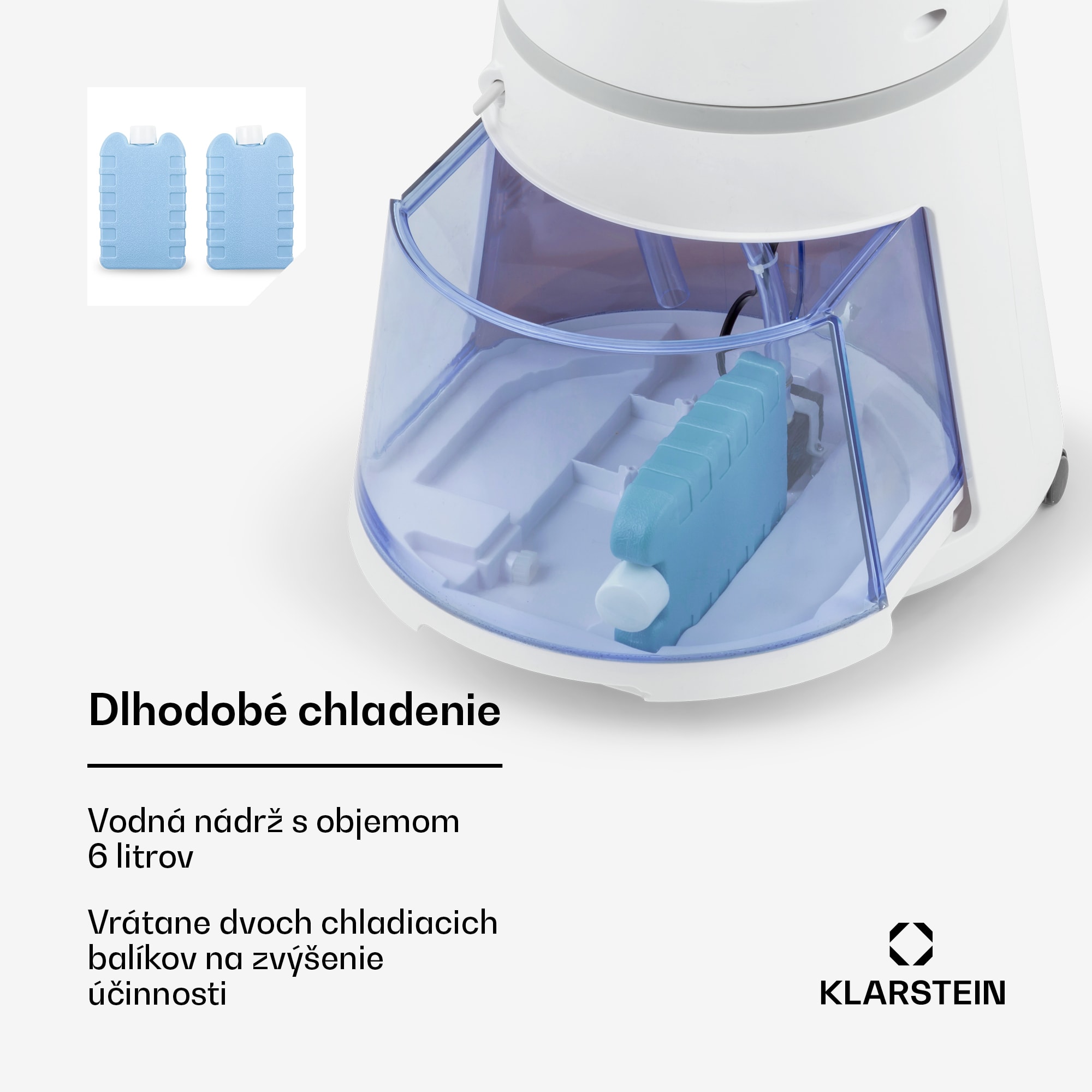 Klarstein Skyscraper Ice, 4 v 1 ochladzovač vzduchu, ventilátor, čistička vzduchu, zvlhčovač, 45 W, 180 m³/h, oscilácia, mobilný, diaľkové ovládanie – Obrázok 2