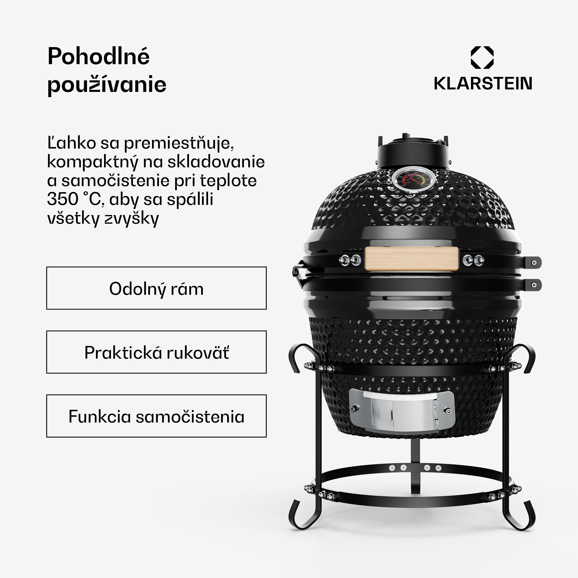 Klarstein Princesize, kamado gril, keramický, 11", údenie, BBQ, pomalé varenie, čierny – Obrázok 3