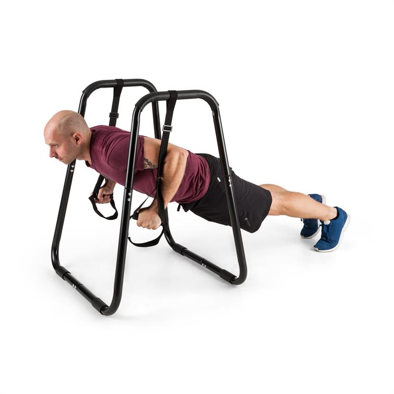 KLARFIT Paarafit, stojan na kľuky, dipy, vrátane závesného posilňovacieho systému, čierny