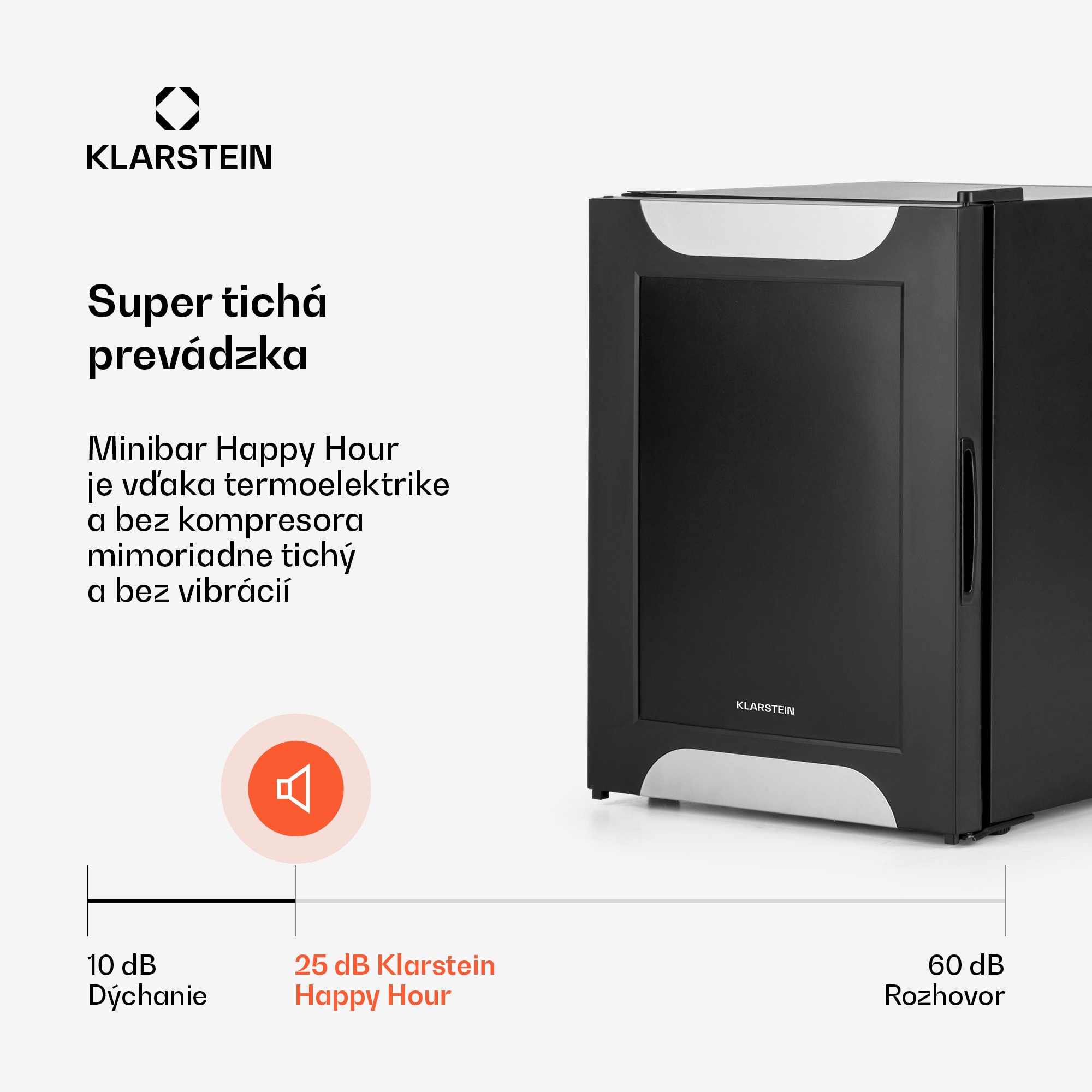 Klarstein Happy Hour, mini chladnička, 33 l, nehlučná, energet. trieda G, čierna s dekoratívnymi dverami – Obrázok 3