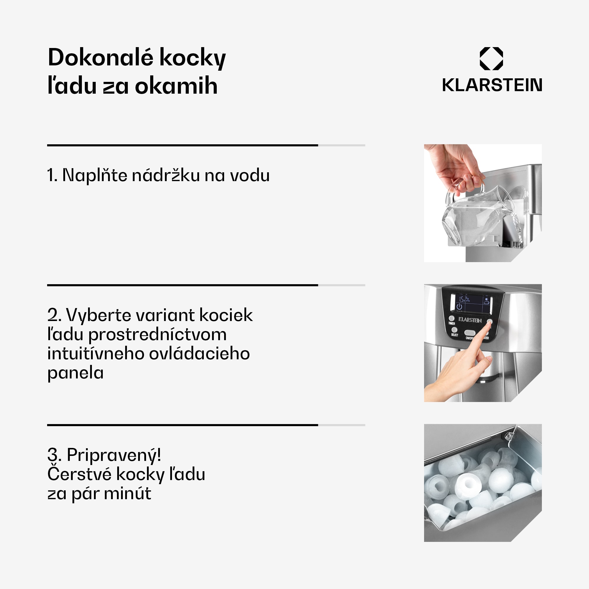 Klarstein Ice Volcano 2 GS, výrobník ľadu, 13 kg/24 h, zariadenie na výrobu ľadu, LED, strieborný – Obrázok 2