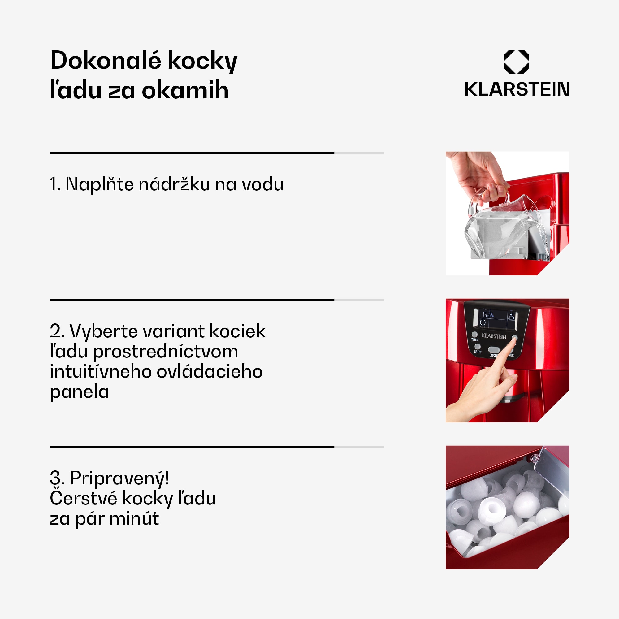 Klarstein Ice Volcano 2 G, výrobník ľadu, 12 kg/24 h, zariadenie na výrobu ľadu, LED, červený – Obrázok 2