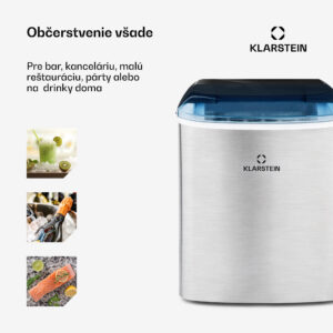 Klarstein On-The-Rocks, výrobník ľadu, 12 kg/24 h, nádrž 2,1 l, LED, nehrdzavejúca oceľ, čierny