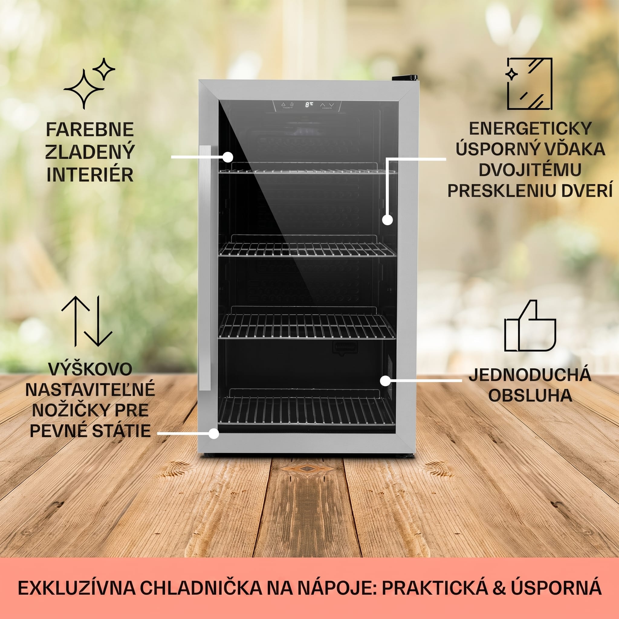 Klarstein Beersafe 4XL, chladnička, 124 l, 0-10°C, sklo, energet. trieda G, nehrdzavejúca oceľ – Obrázok 2