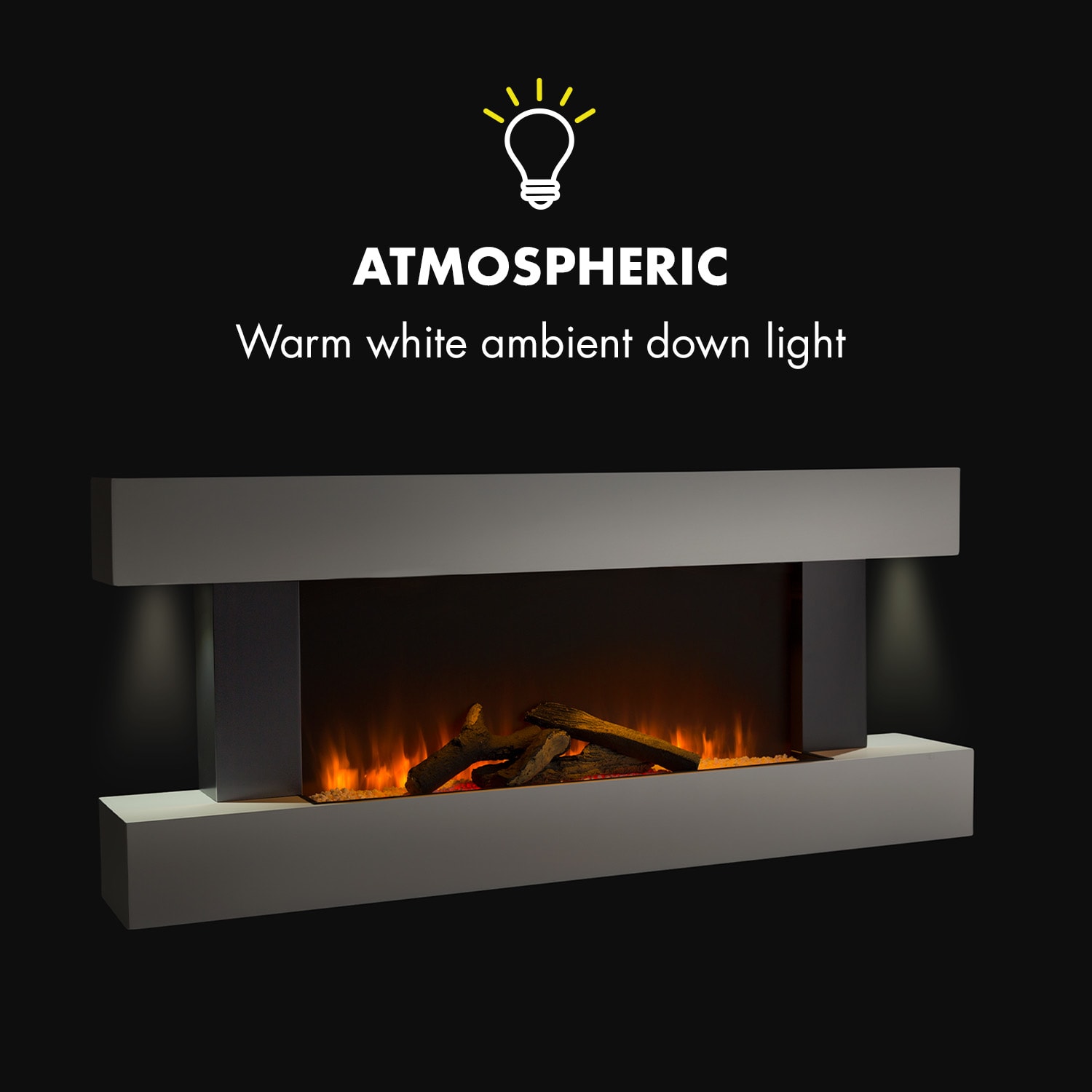Klarstein Studio Light & Fire 1, elektrický krb, 1000/2000 W, MDF, diaľkové ovládanie, biely – Obrázok 2