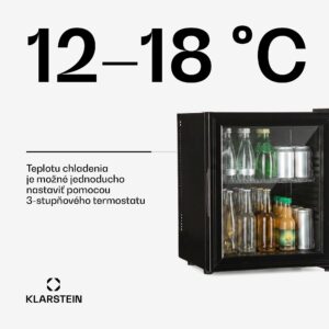 Klarstein Brooklyn 23, mini chladnička, sklenené dvierka, LED osvetlenie, police
