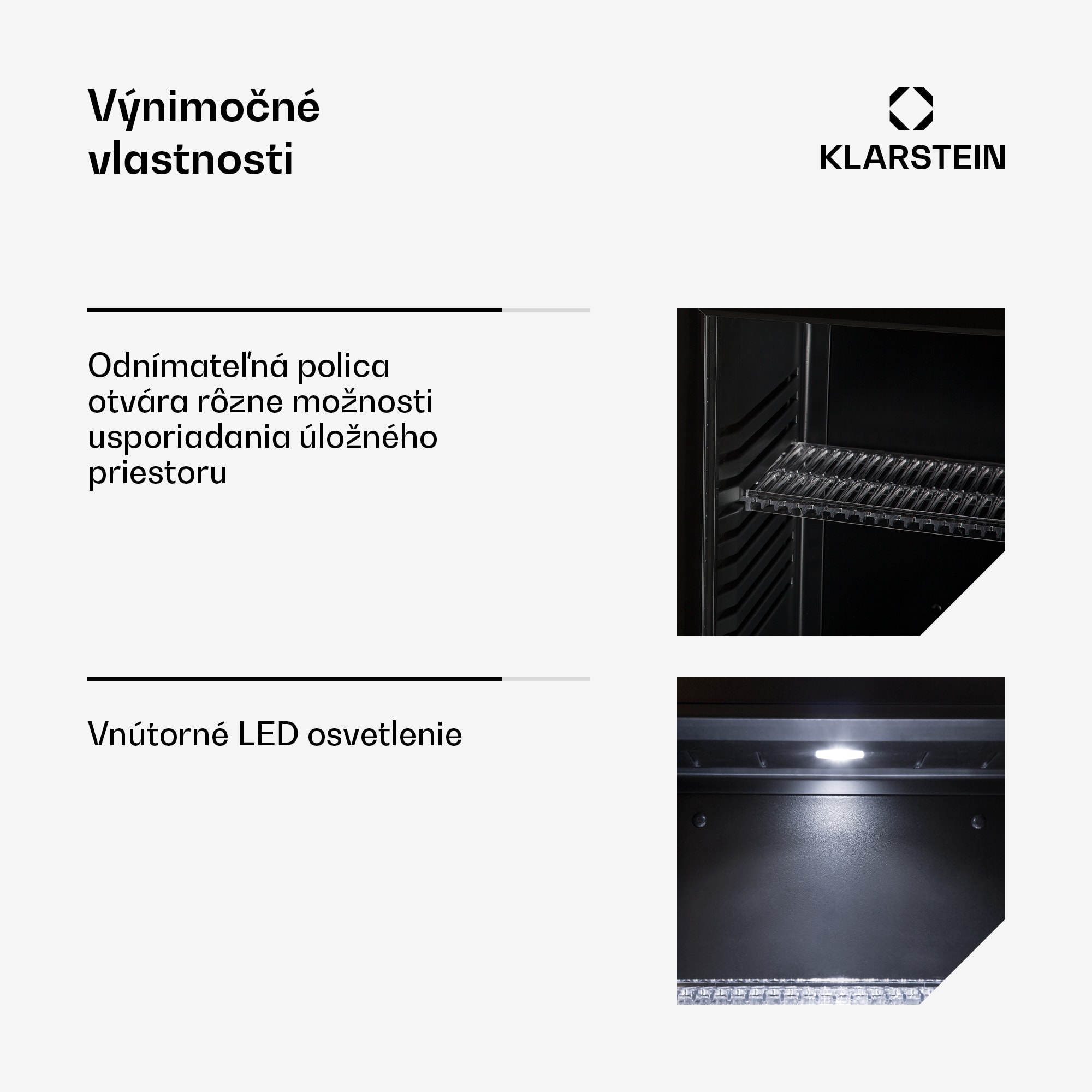 Klarstein Brooklyn 23, mini chladnička, sklenené dvierka, LED osvetlenie, police – Obrázok 2