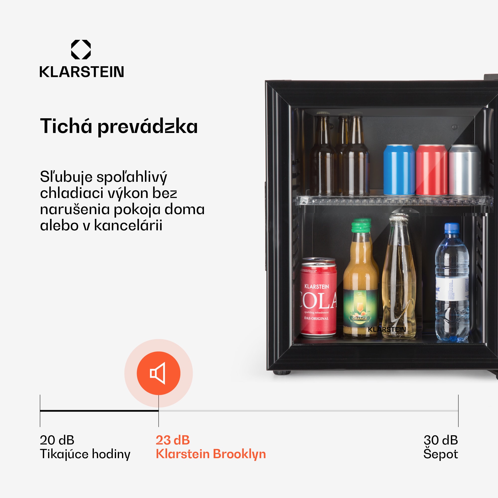 Klarstein Brooklyn 23, mini chladnička, sklenené dvierka, LED osvetlenie, police – Obrázok 3