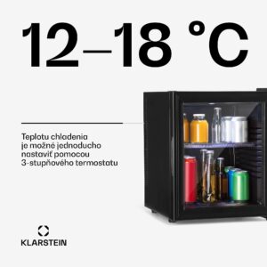 Klarstein Brooklyn 30, mini chladnička, so sklenenými dverami, LED osvetlenie, police
