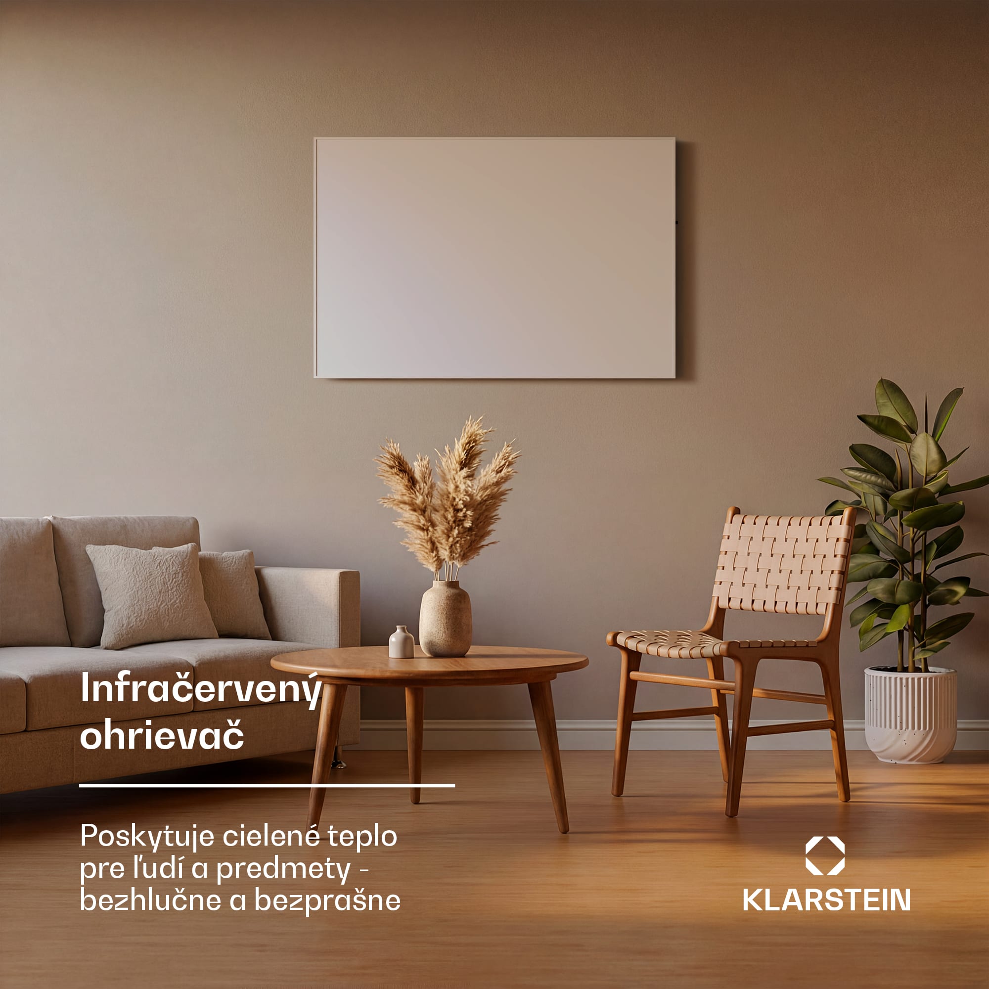 Klarstein Wonderwall 960 Smart, infračervený ohrievač, 80 x 120 cm, 960 W, týždenný časovač, IP24, biely
