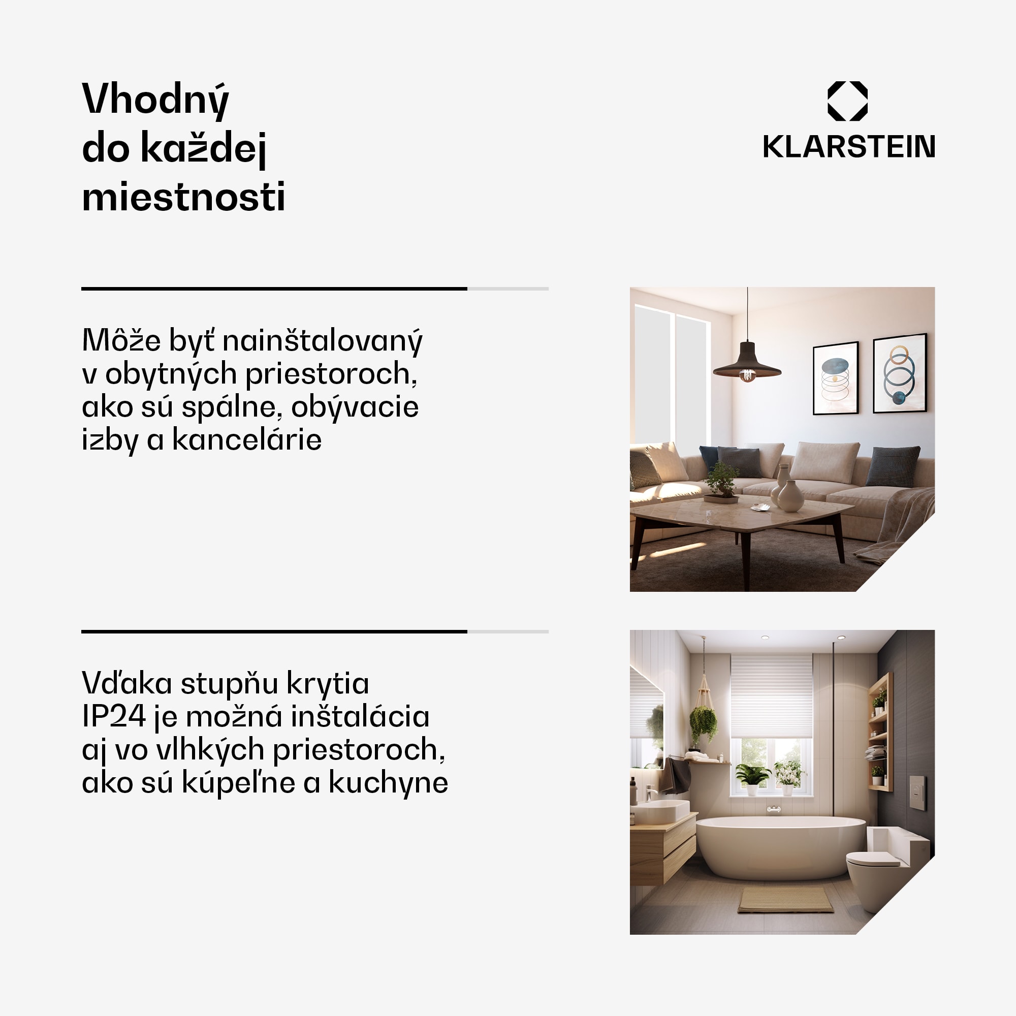 Klarstein Wonderwall 960 Smart, infračervený ohrievač, 80 x 120 cm, 960 W, týždenný časovač, IP24, biely – Obrázok 2