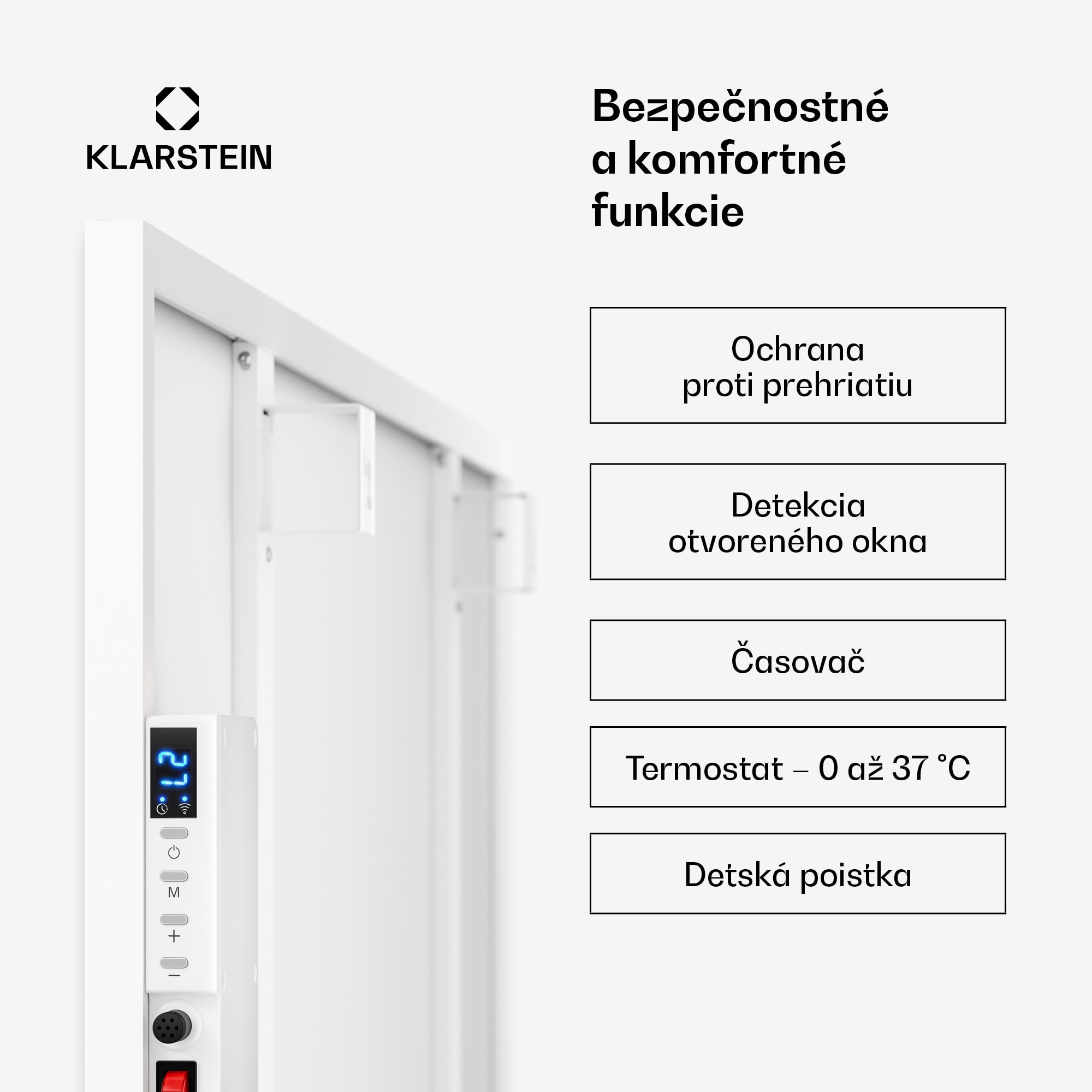 Klarstein Wonderwall 960 Smart, infračervený ohrievač, 80 x 120 cm, 960 W, týždenný časovač, IP24, biely – Obrázok 3