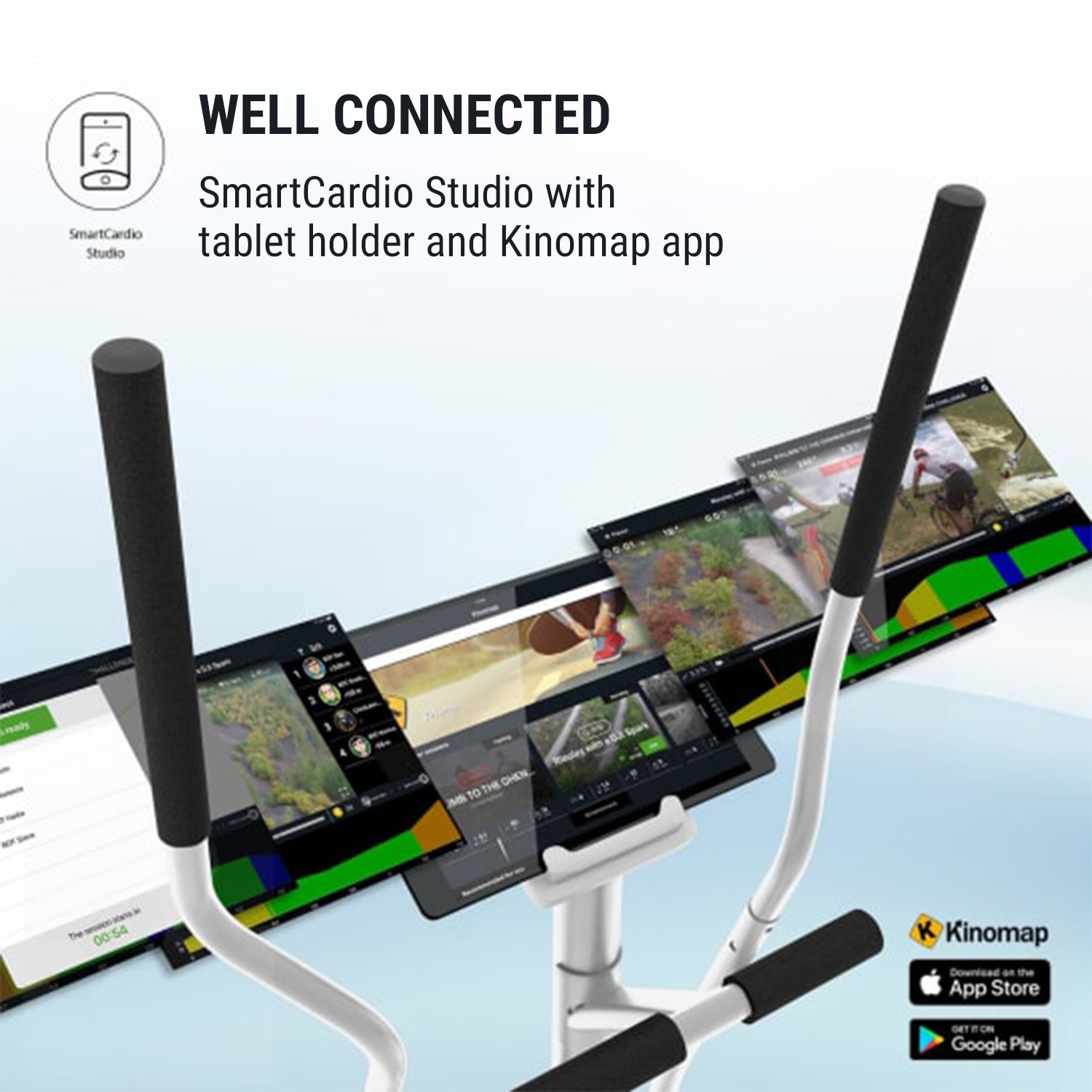 KLARFIT Myon Cross, eliptický trenažér, záťažové koleso 12 kg, SilentBelt System
