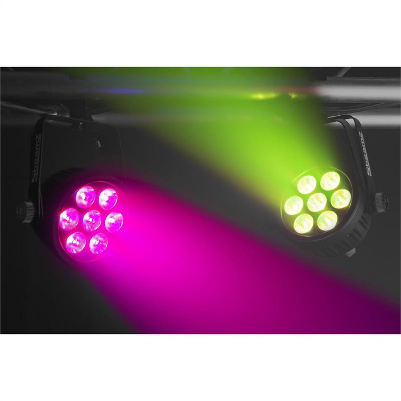 Beamz BAC500, Aluminium, ProPar, 7 x 14 W 7 v 1 LED dióda, RGBA-UV-CW/WW, čierny