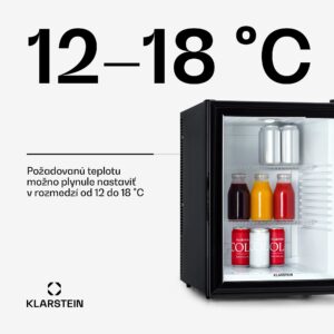 Klarstein Brooklyn 42, mini chladnička, sklenené dvere, LED osvetlenie, police
