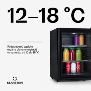 Klarstein Brooklyn 42, mini chladnička, sklenené dvere, LED osvetlenie, police