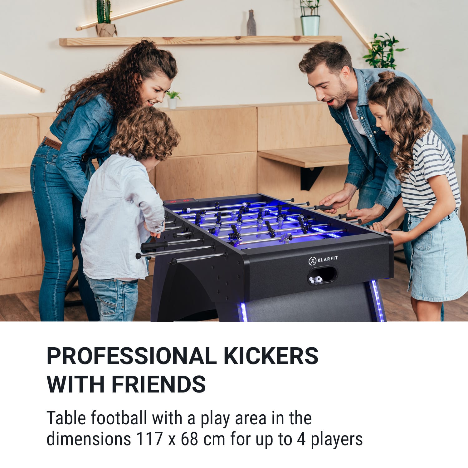 KLARFIT Arrowhead, stolný futbal, 117 x 68, LED osvetlenie, automatické počítanie gólov, čierny – Obrázok 2