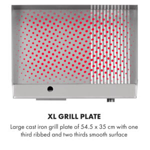 Klarstein Grillmeile 3000GR, elektrický gril, 3000 W, grilovacia platňa 54,5 x 35 cm, hladký/rebrovaný