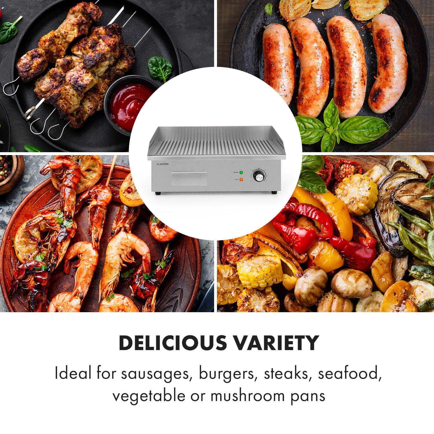 Klarstein Grillmeile 3000R, elektrický gril, 3000 W, grilovacia platňa 54,5 x 35 cm, rebrovaný – Obrázok 2